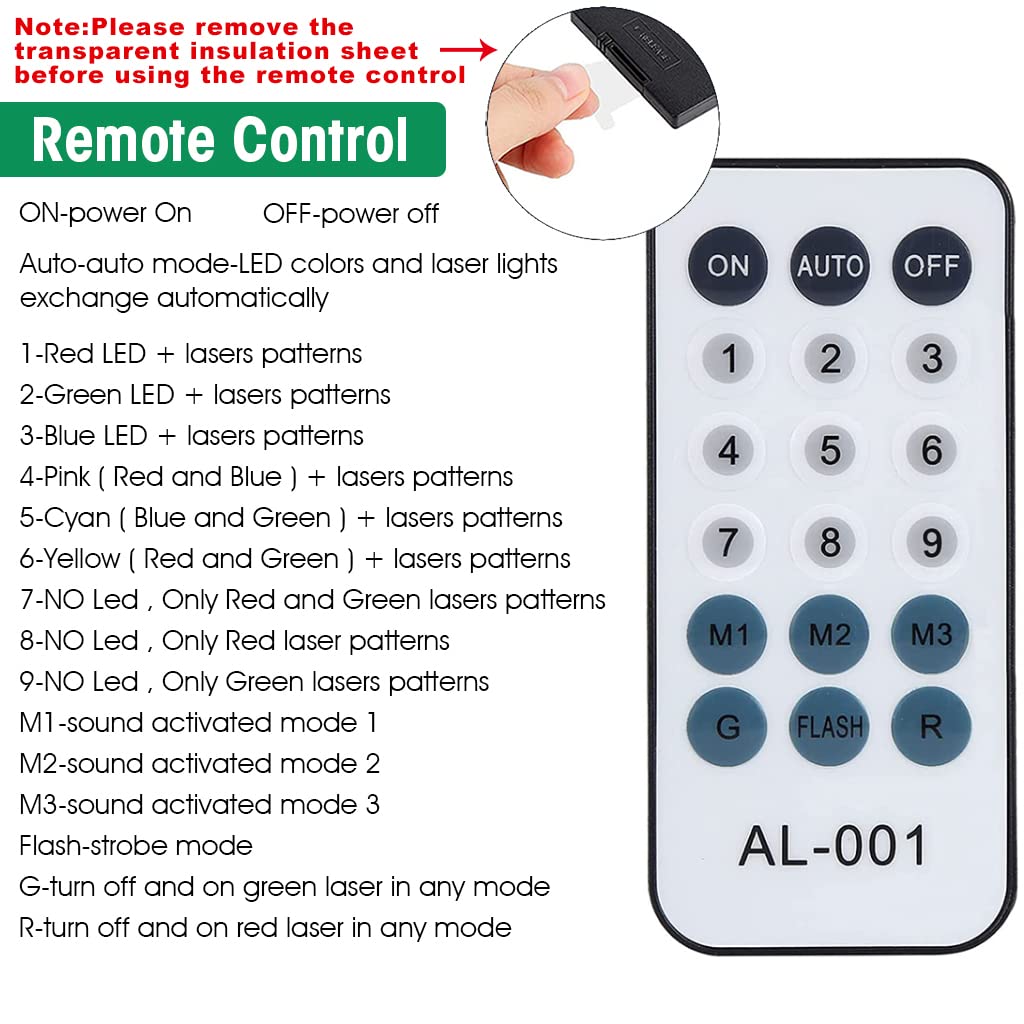 ELEPHANTBOAT Magic DJ Light for Home Party with 72 Pattern 9 Color Modes & Remote Control | Sound Active RGB Laser Lighting