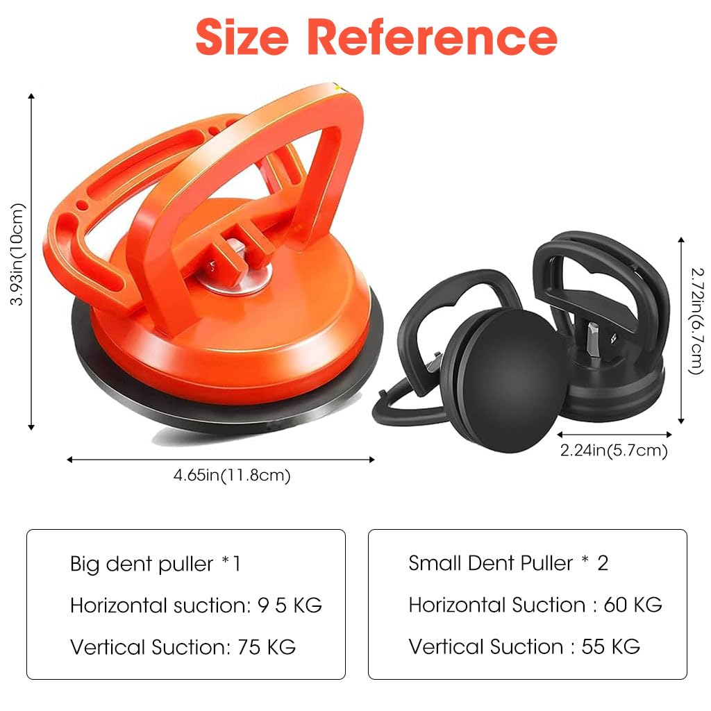 ZIBUYU Car Dent Remover Puller for Auto Body Repair with Dual Handles and 165 lb Suction Power | 3 Pack 11.8 cm and 5.7 cm PP PC TPR Construction