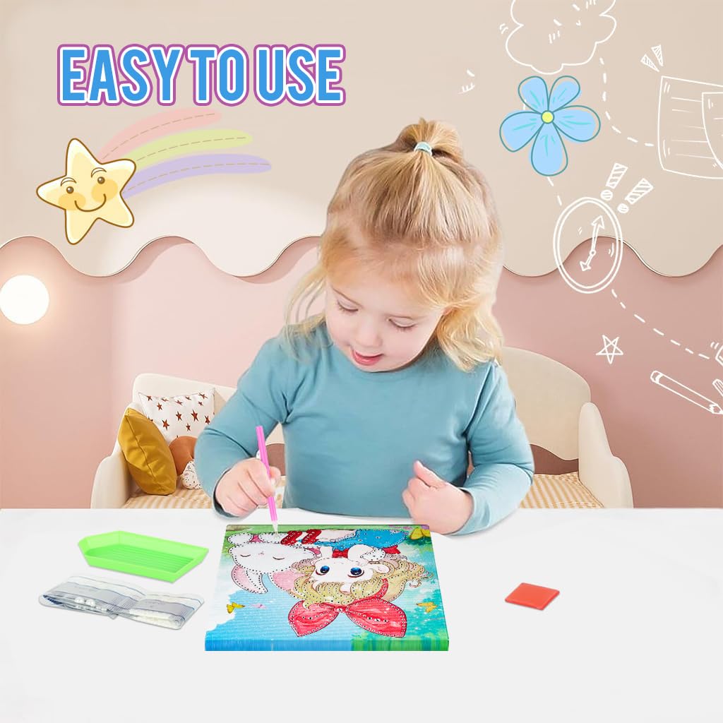 PATPAT Diamond Art Kits for Kids with Pearl Detailing featuring Cute Stitch Design | Fun DIY Craft