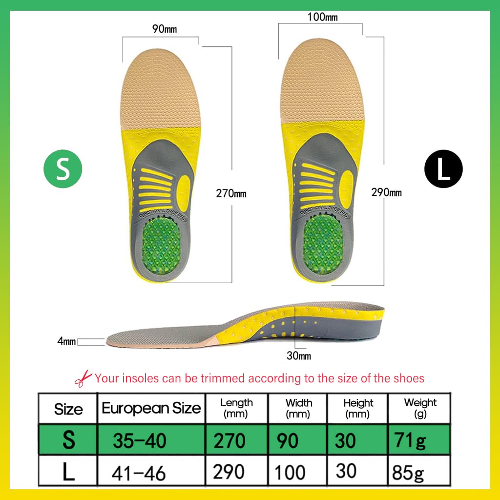 Optifit Orthotic Insoles for Walking and Running with EVA & Gel Cushioning | Size 2-6