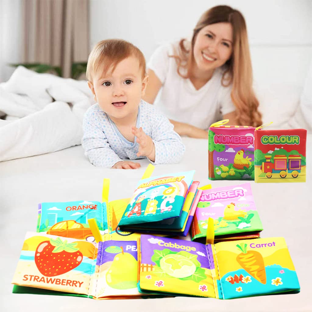 PATPAT Cloth Books for Babies with Crinkle Sound including 6 Themes and Soft Polyester Pages