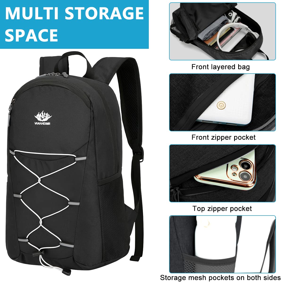 Optifit Ultra Lightweight Trekking Backpack for Hiking and Camping with 2L Water Bladder