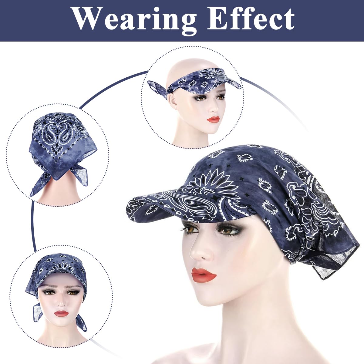 PALAY® Beach Hat Silk Head Wrap Hat for Women Headscarf Hat Square Scarf Cap Tie Back Head Wrap Hat Summer Fashion Sun Hat Breathable Head Wrap Hat