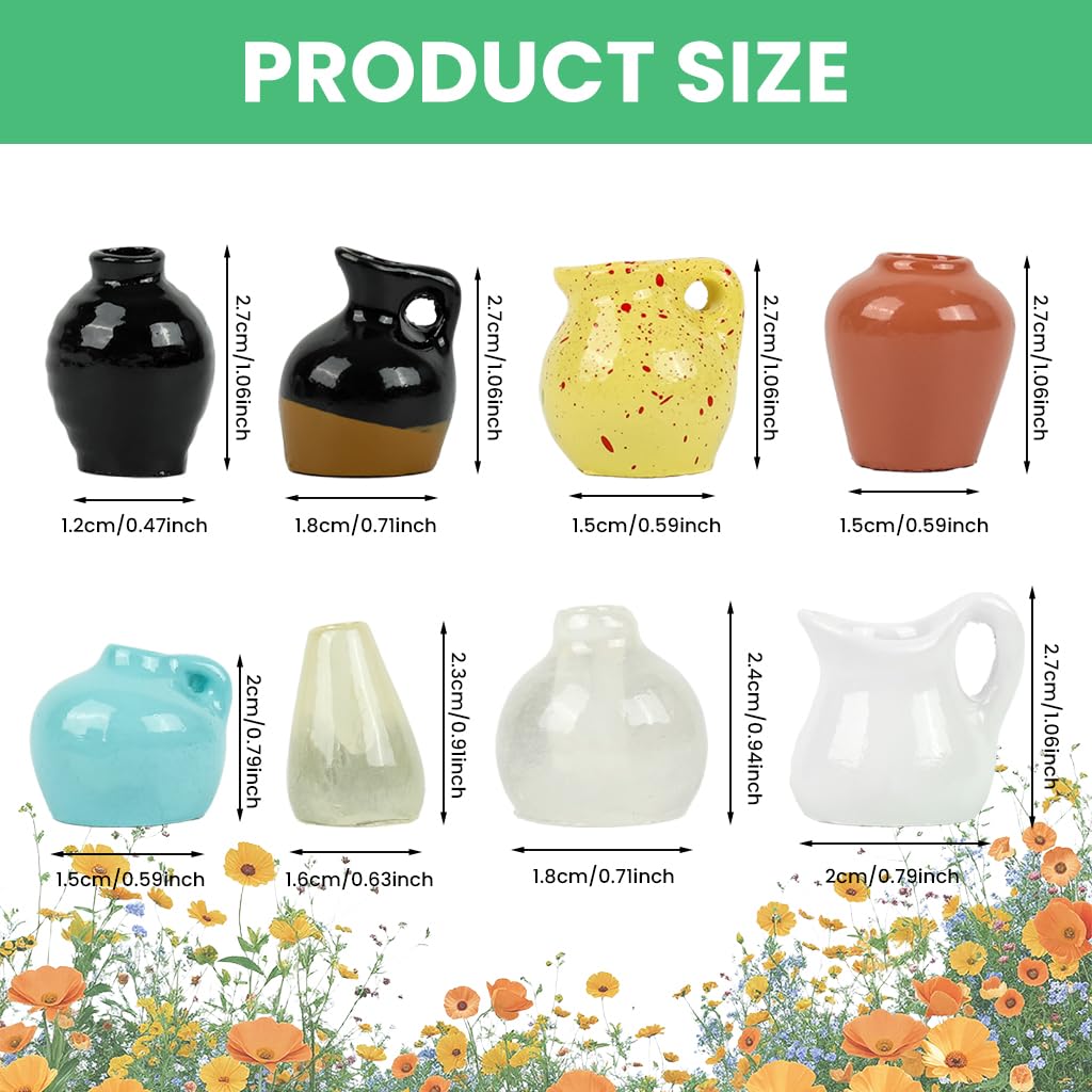 HASTHIP Fridge Magnets for Refrigerator with Strong Magnetic Backing Resin Mini Vases Pack of 8