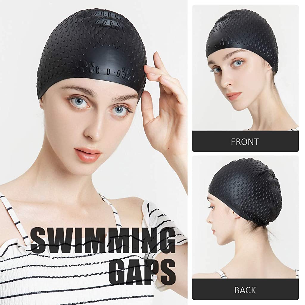 Proberos® Silicone Swim Cap, Classic Silicone Swimming Cap for Adults, Swimming Cap Long Hair, Swimming Pool Cap, Waterproof Silicone Swimming Cap for Adult Woman and Men Easy Fit