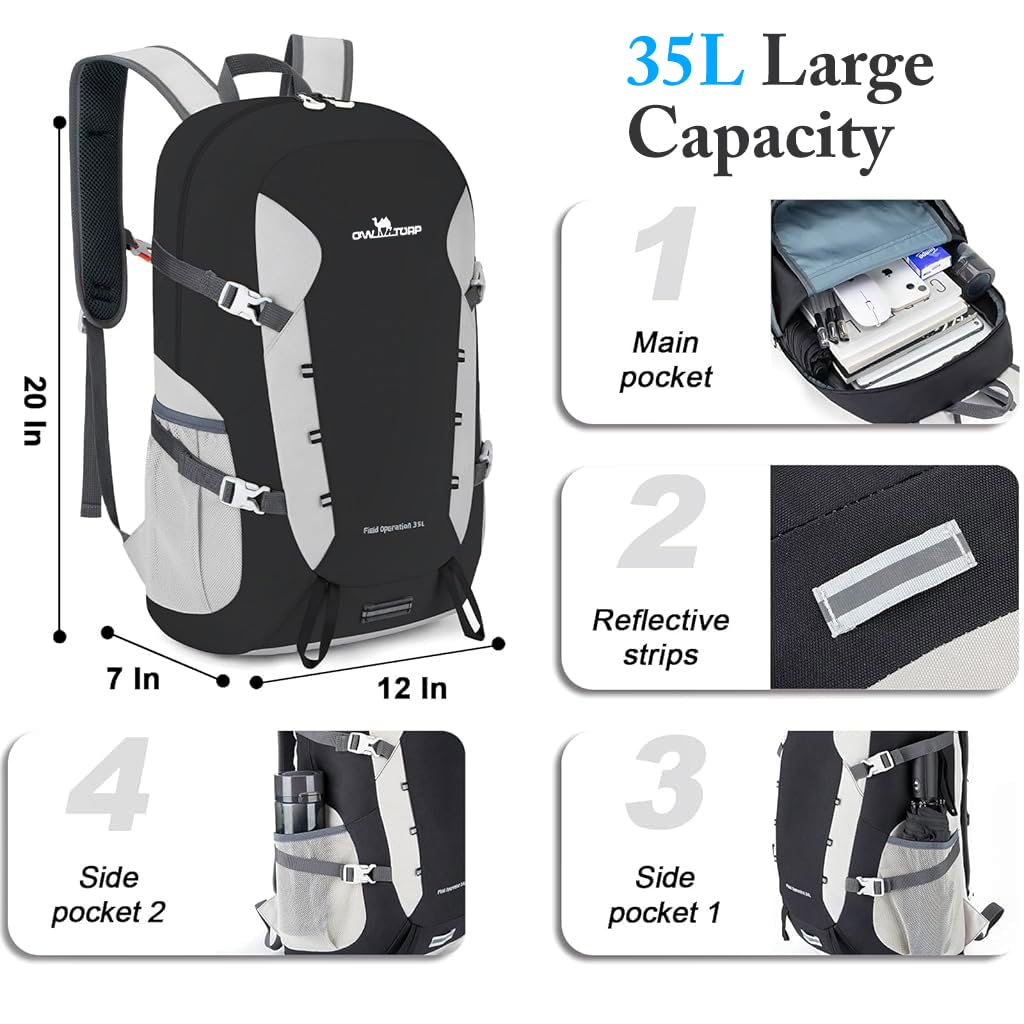 Proberos Travel Backpack for Hiking and Camping featuring 35L Capacity and Quick‑Release Buckles
