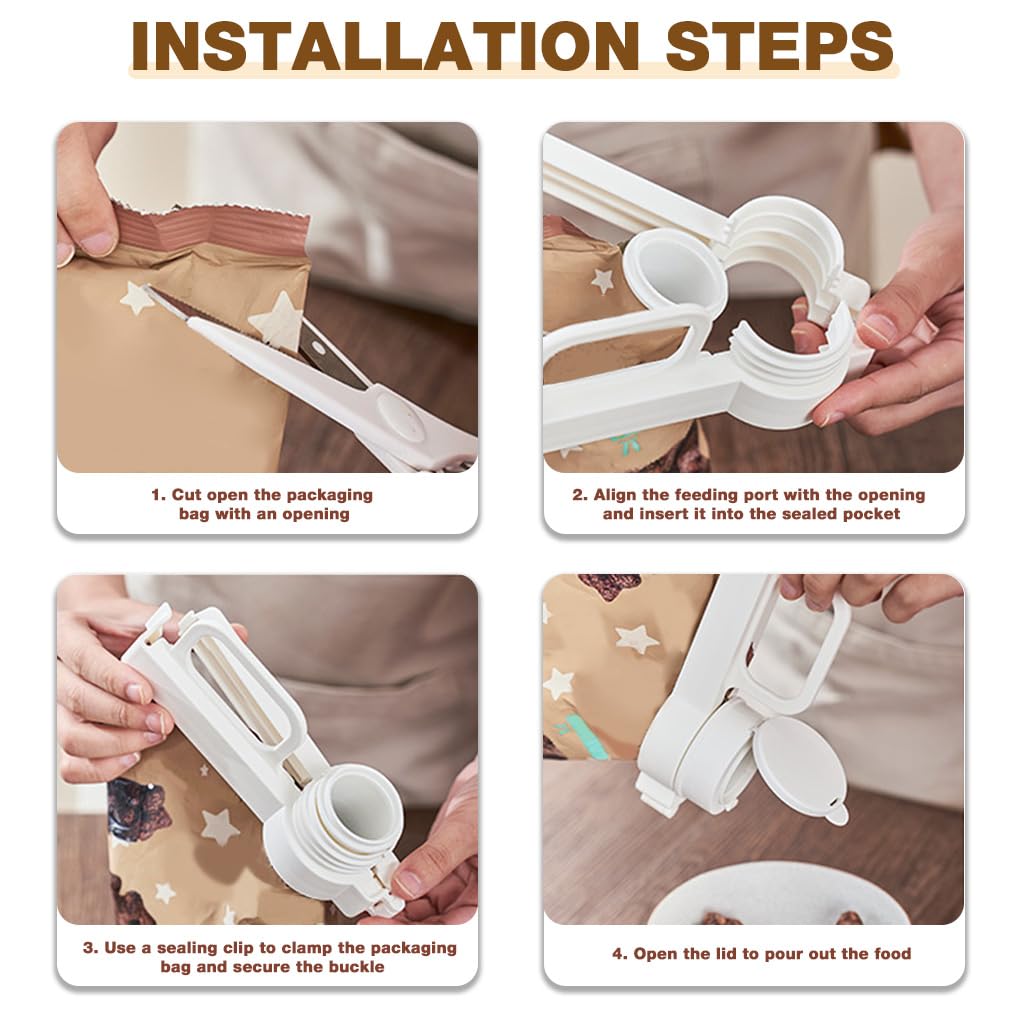 Supvox Clips for Packet Sealing for Food Storage with Leak Proof Pour Spout & PP Material | Reusable Airtight Cap
