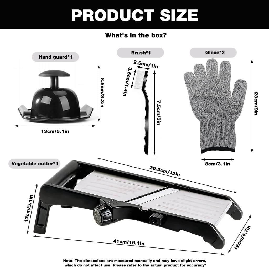 Supvox Kitchen Mandoline Slicer with 5 Interchangeable Blades and Cut-Resistant Gloves | Stainless Steel Vegetable Grater for Safe and Efficient Food Prep