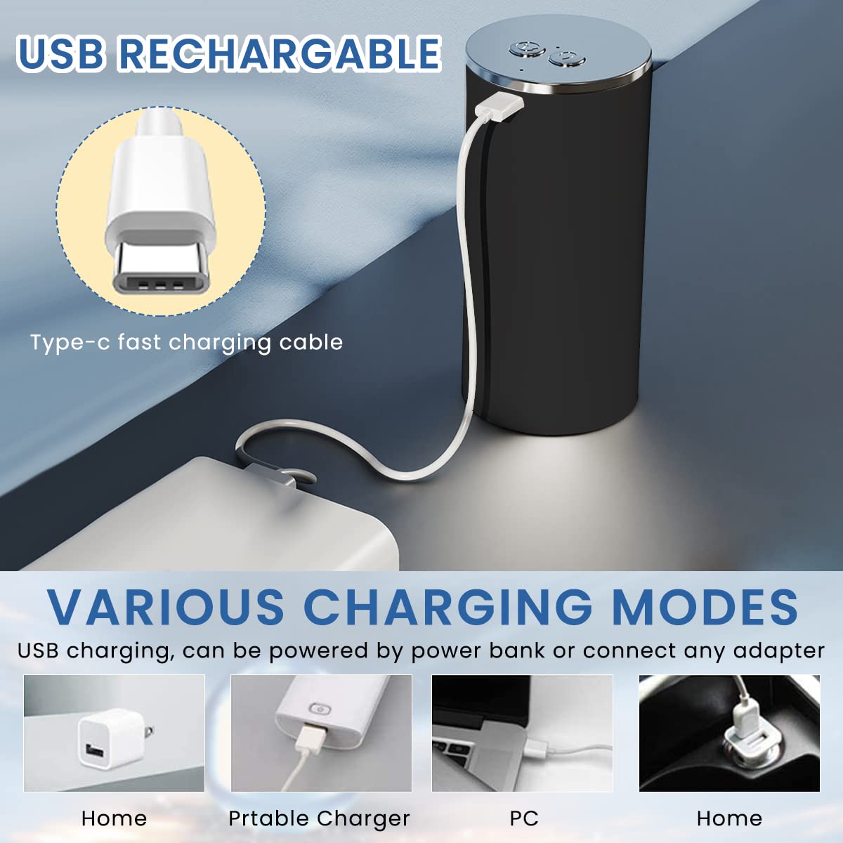 HASTHIP USB Electric Water Dispenser Pump for 1–5 Gallon Bottles with Fold Down Spout | 1200mAh Rechargeable Battery