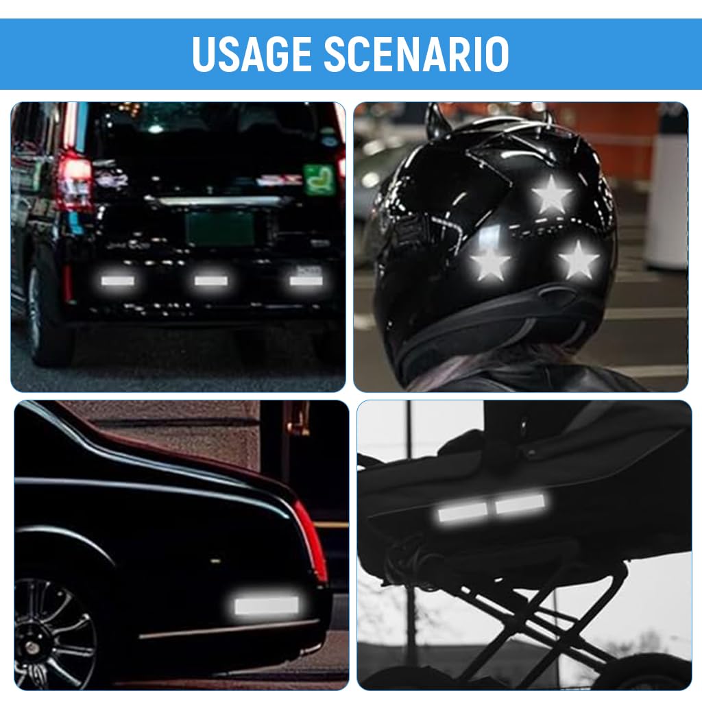 Proberos Reflective Stickers for Cycling with 42 Multi Shapes Silver Decals | Waterproof