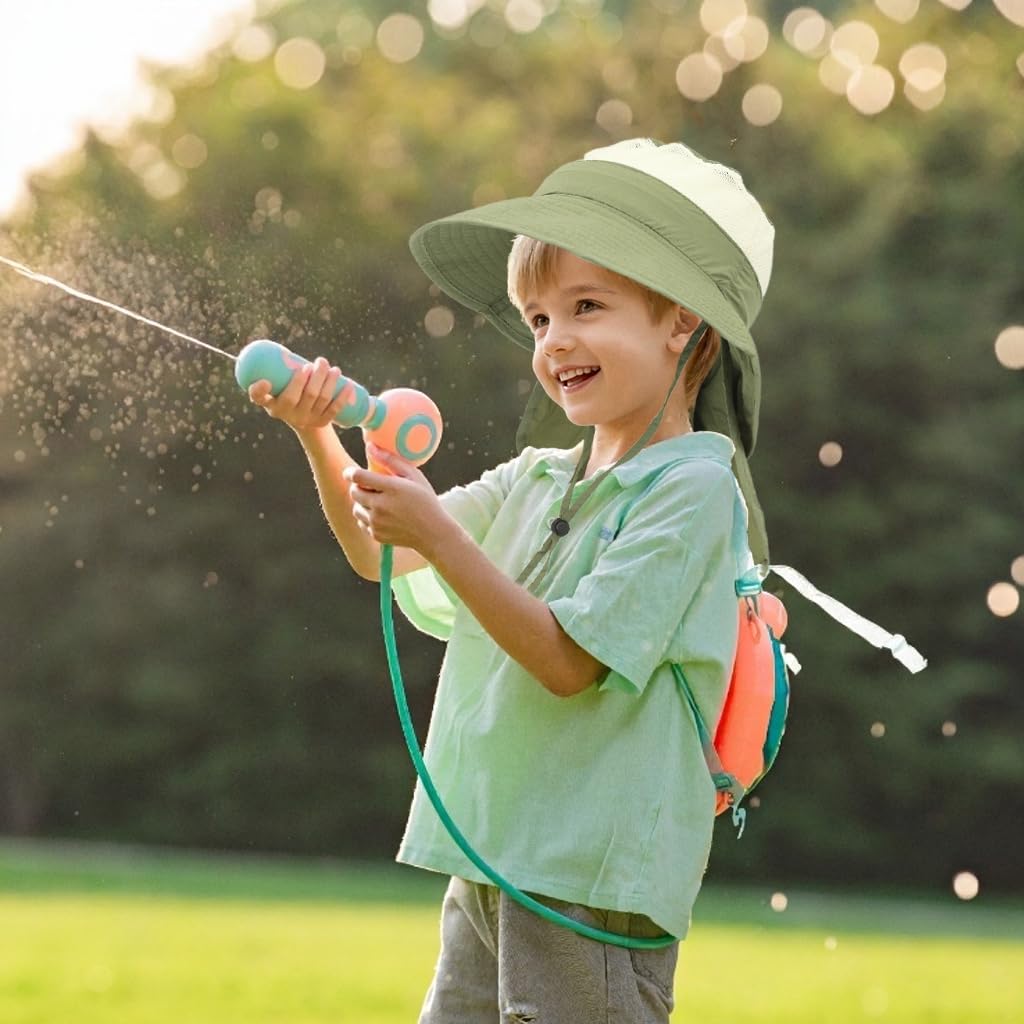 SNOWIE SOFT Wide Brim Sun Hat for Kids with Neck Flap and Adjustable Chin Strap | UPF 50+ Breathable Summer Protection
