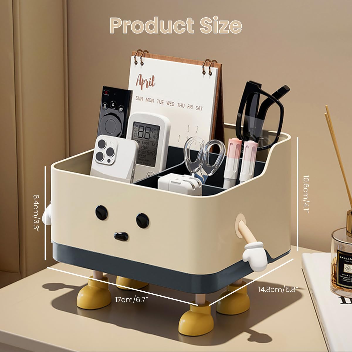 OFIFO Cartoon Desk Organizer for Home and Office with 4 Compartments | Fun Design