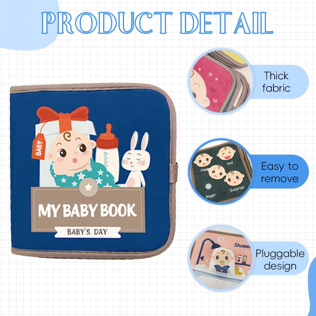 SNOWIE SOFT Baby Busy Book for Travel with Squeaky Toy 21.5x21cm Fabric Pages | Toddler Learning Toy