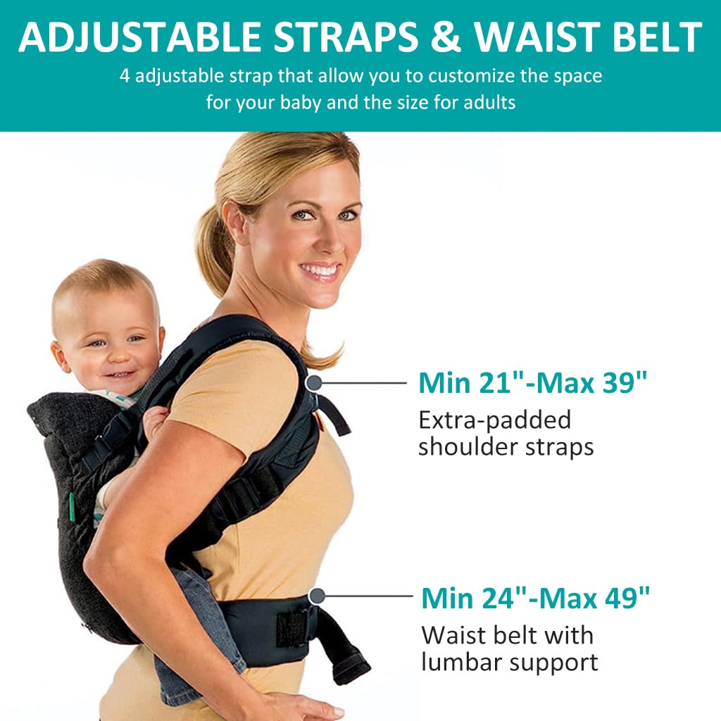 SNOWIE SOFT 4 in 1 Kangaroo Baby Carrier for 0 to 2 Year Use with Lumbar Support & Sun Cover | Adjustable Breathable Cotton