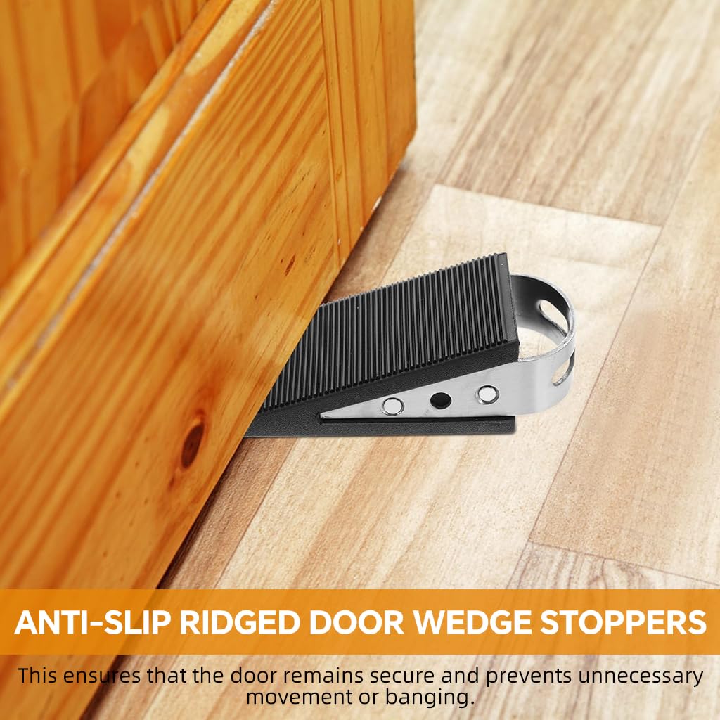 HASTHIP Door Wedge Stoppers for Heavy Doors with Pull Grips and Anti Slip Surface | 2Pcs 304 Stainless Steel