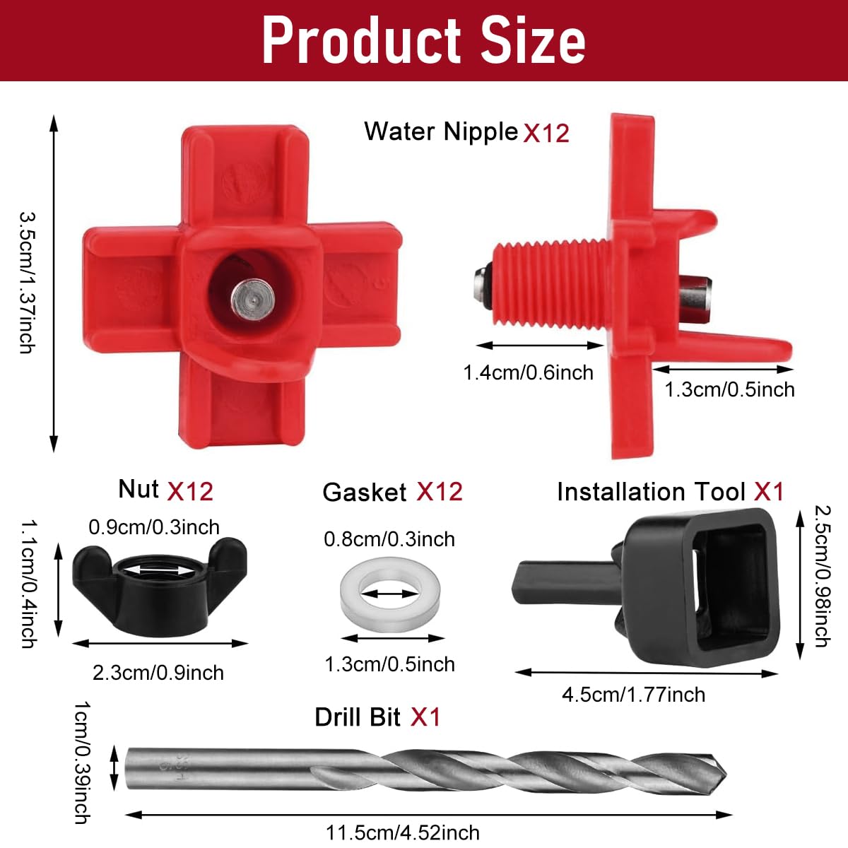 ORTIZA Chicken Water Feeder Kit 12Pcs for Poultry with Nipple Waterer System | Easy Clean Drinker