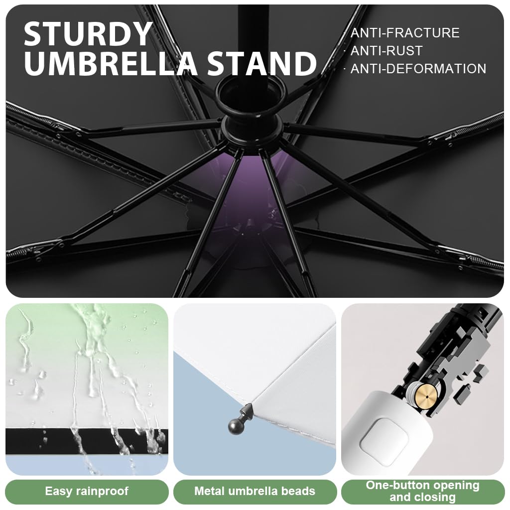 Venzina Sun Umbrella for Travel with UPF 50+ Protection and One Touch Auto Open | Gradient Light Green