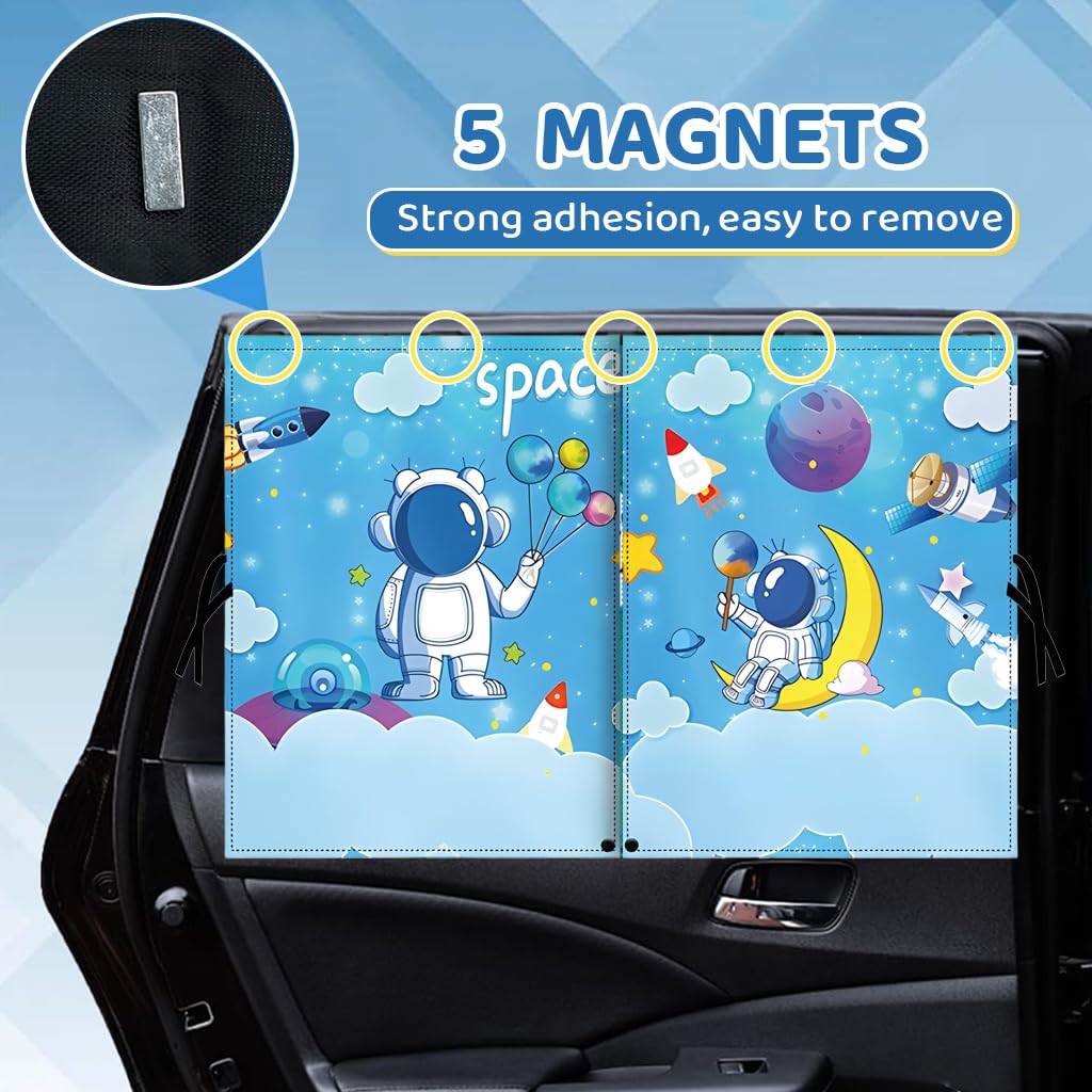 STHIRA Magnetic Car Window Sun Shade for Kids with Double Layer UV Protection | Cartoon Design