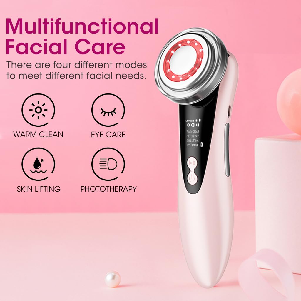 HANNEA Face Cleaning Machine for Deep Pore Cleansing with Red and Blue Light | Microcurrent Anti Wrinkle Massager