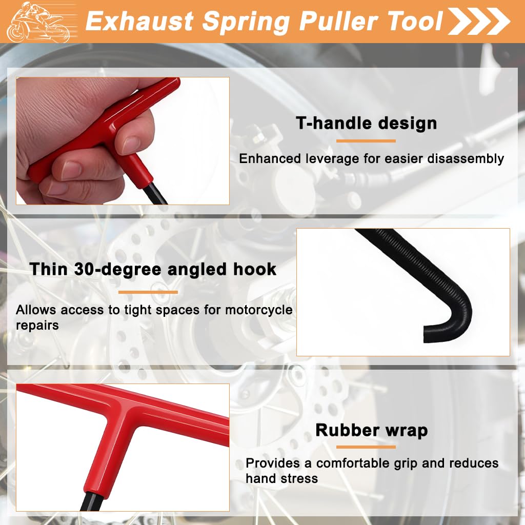 STHIRA Motorcycle Brake Hook Tool for Brake Spring Removal with 5.9 in T Handle | Hardened Steel