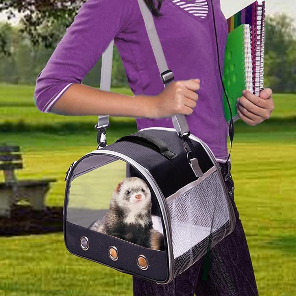 Qpets Small Pet Carrier for Guinea Pigs and Rabbits with Clear Window and Ventilation | 10×12×10 in Lightweight Travel Bag