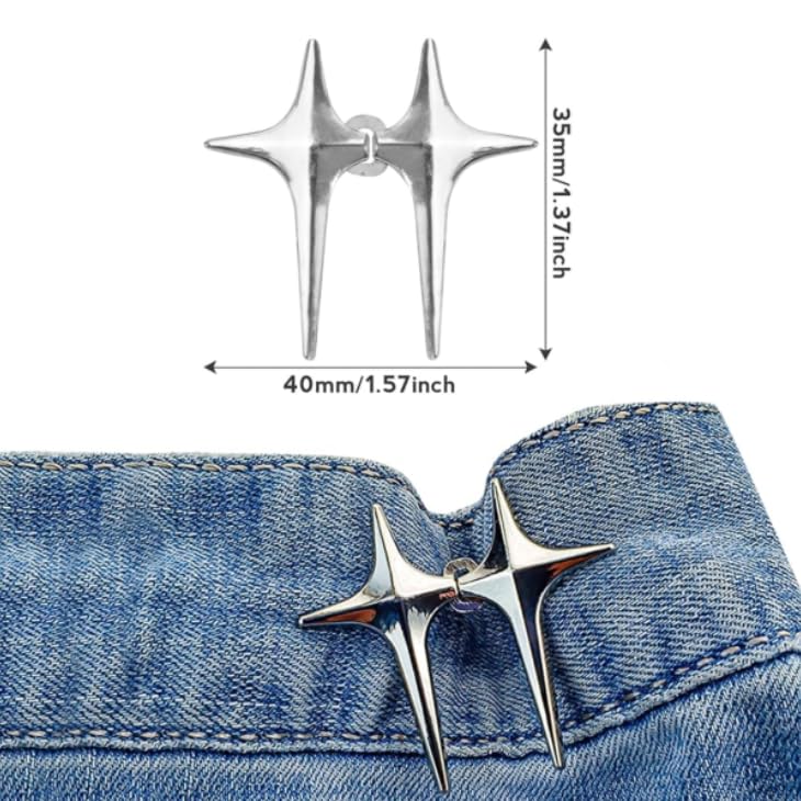 ZIBUYU Jeans Button Pins for DIY Clothing Repair with Four-Pointed Star Design | 4 Sets