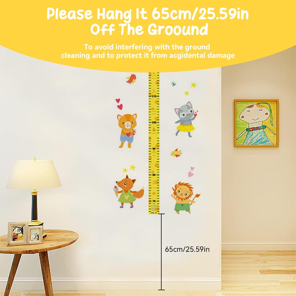 PATPAT® Height Growth Chart for Kids Room 70-180cm Ruler with Magnetic Cartoon Giraffe Marker Decor 2PCS