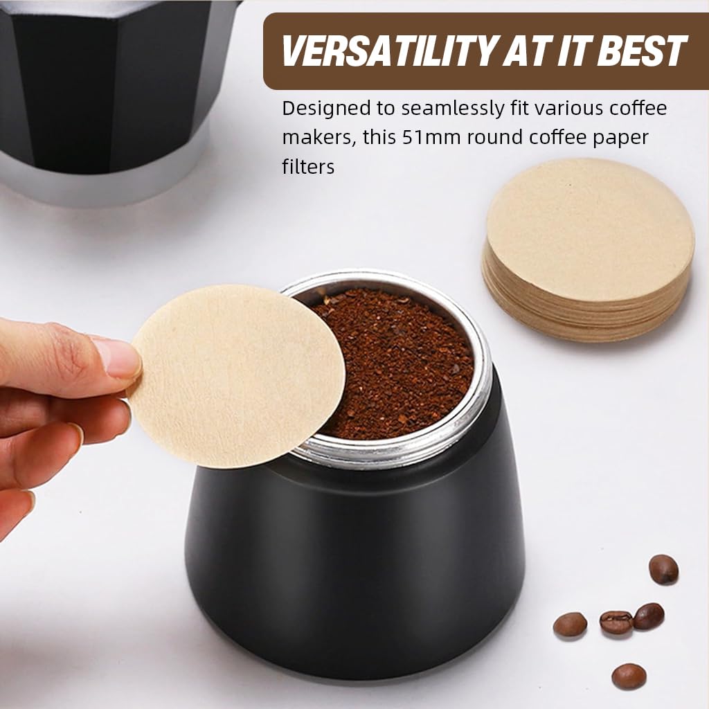 Supvox Coffee Filter Paper for 51mm Espresso Portafilter featuring 400 Unbleached Rounds | Eco-Friendly Disposable Filters