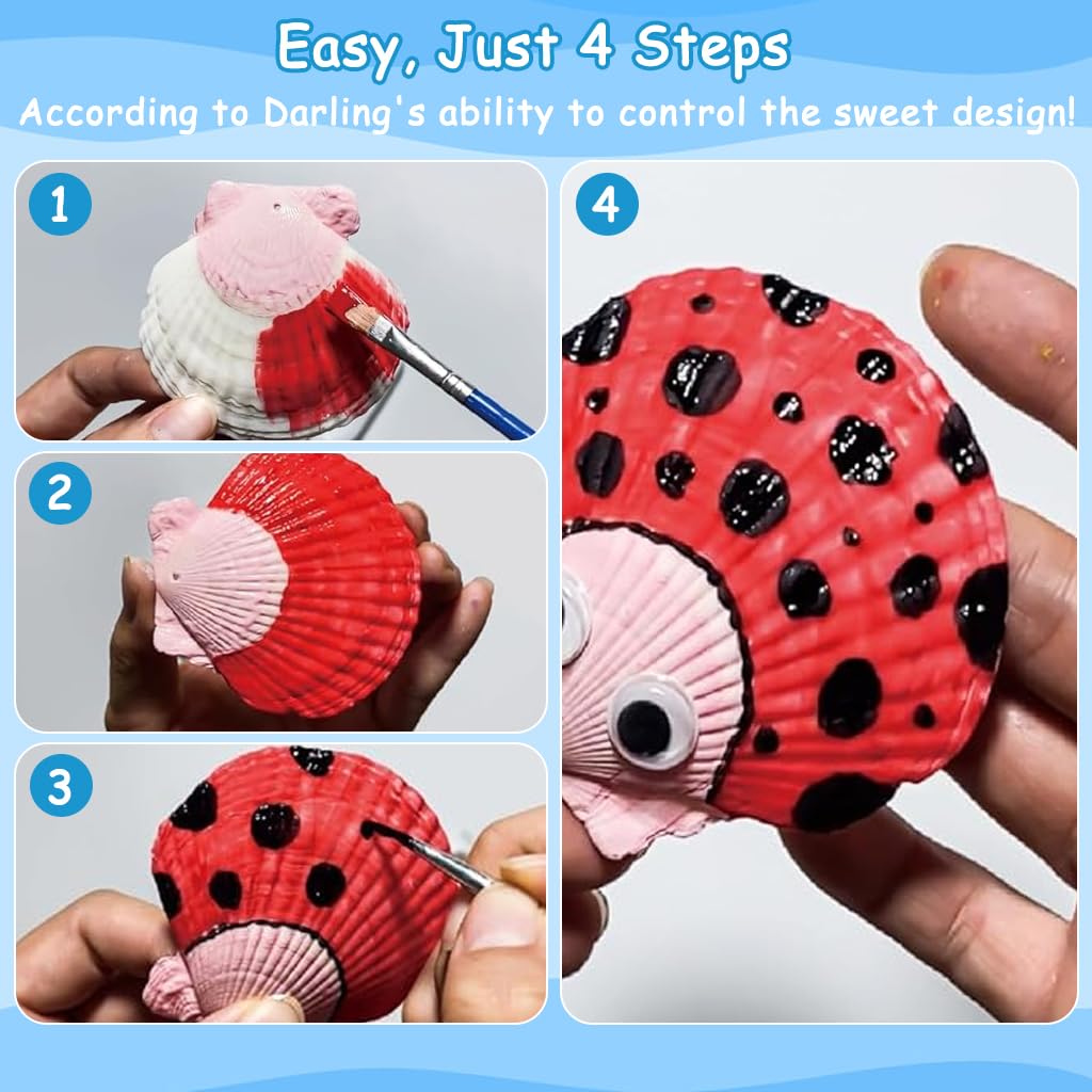 PATPAT Kids Sea Shell Painting Kit with 11 Real Shells and 8 Paints for Creative Fun | DIY Art Gift for Boys and Girls