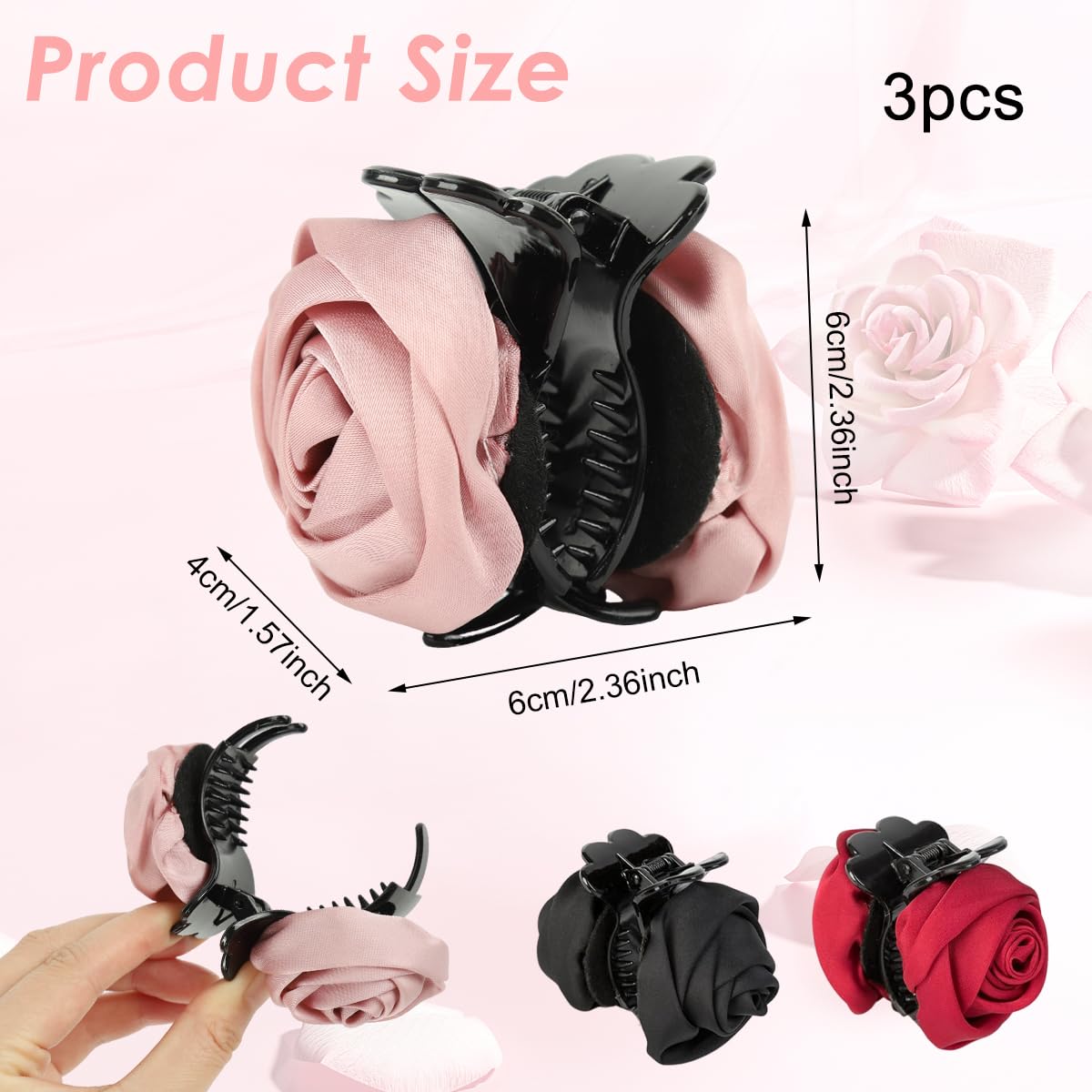 MAYCREATE Hair Clips for Women with Secure Spring-Loaded Hold and 1.57 in Size | Lightweight Acrylic Floral Claw Set