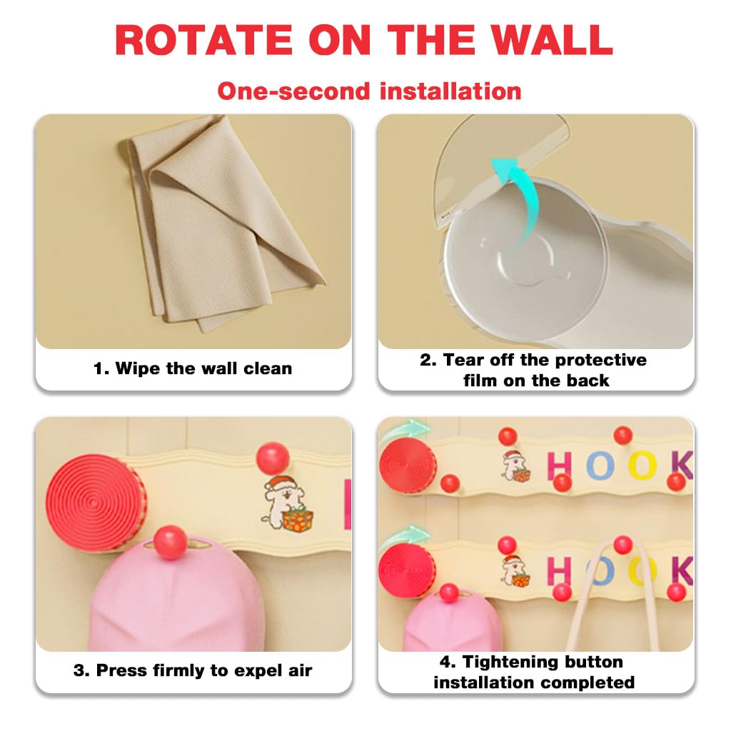 HASTHIP Cloth Hanger for Wall with 7 Hooks featuring Dual-Row Design and Suction Cup Hold | Multicolor Organizer