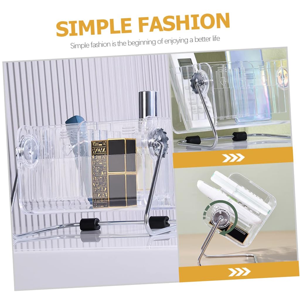 Zibuyu Clear Acrylic Remote Holder for Desk and Table featuring Adjustable Metal Stand | Multi-Functional Organizer for Home and Office