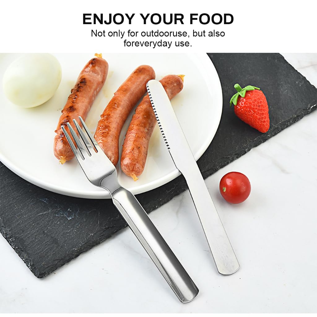 Supvox Portable Flatware Set for Camping and Travel featuring 4 in 1 Spoon Fork Bottle Opener