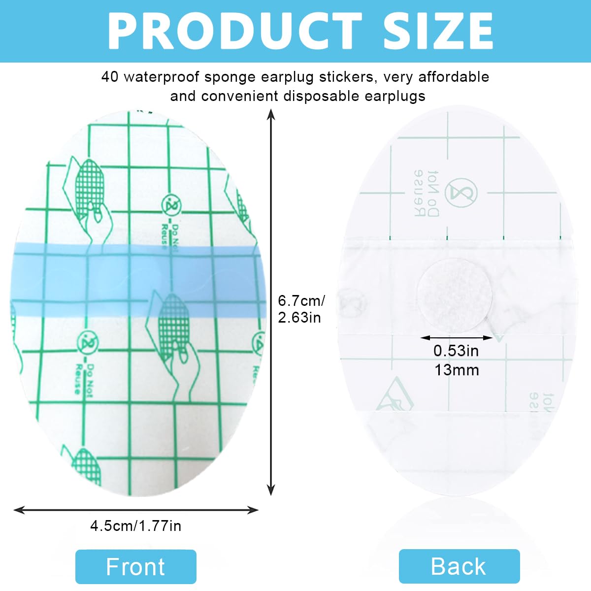 HANNEA Waterproof Ear Stickers for Swimming and Shower featuring Self Adhesive PU Film | 40pcs Set