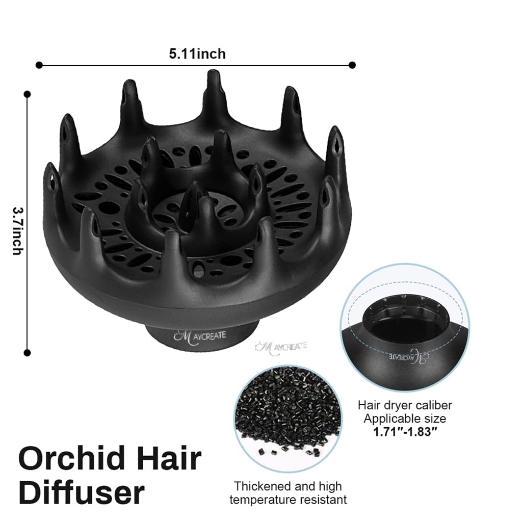 MAYCREATE Orchid Hair Diffuser Attachment for Curly Hair with 4.35–4.65 cm Universal Fit