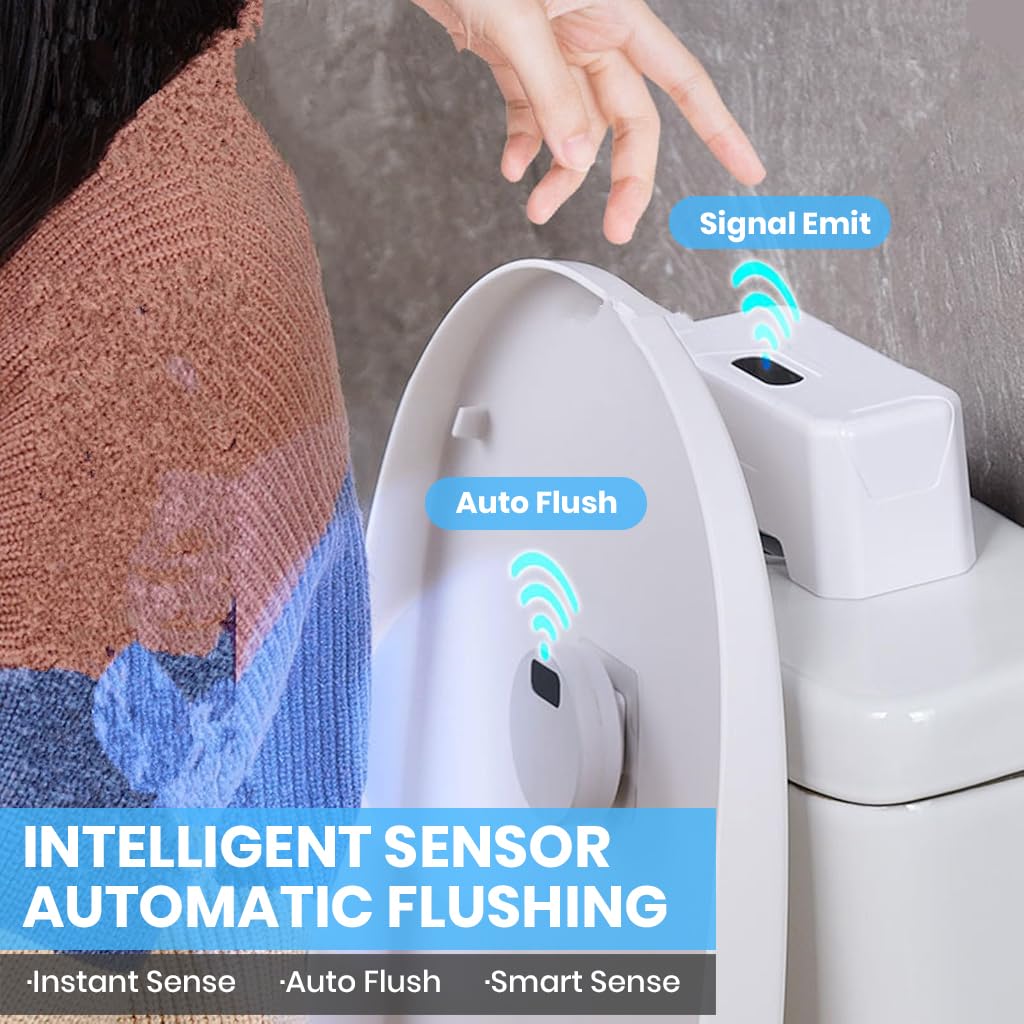 HASTHIP® Automatic Toilet Flusher - USB Rechargeable Smart Toilet Flusher No Touch Automatic Toilet Flusher with Actuator & External Infrared Sensor, 50cm Sensor Range IPX5, Auto Toilet Flusher