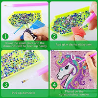 PATPAT® DIY 5D Diamond Art Kit for Kids Diamond Painting for Kids Unicorn Diamond Painting Kit with Frame & Tool Art Craft DIY Desk Decoration for Kids 5-12 Years Old, Arts and Crafts for Kids