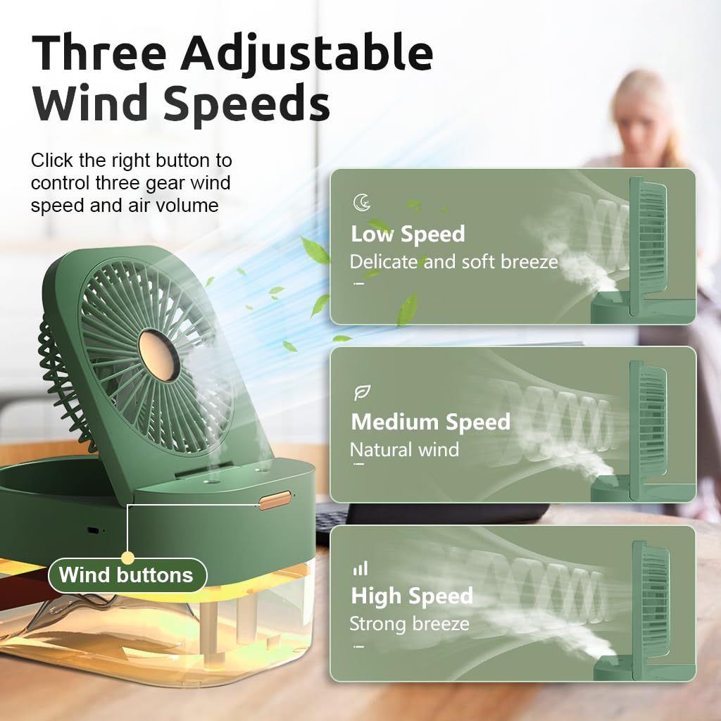 Verilux USB Plug Fan featuring 2.5L Dual Spray and Foldable Design for Office & Travel Use | Quiet Humidifying Air Cooler for Indian Climate