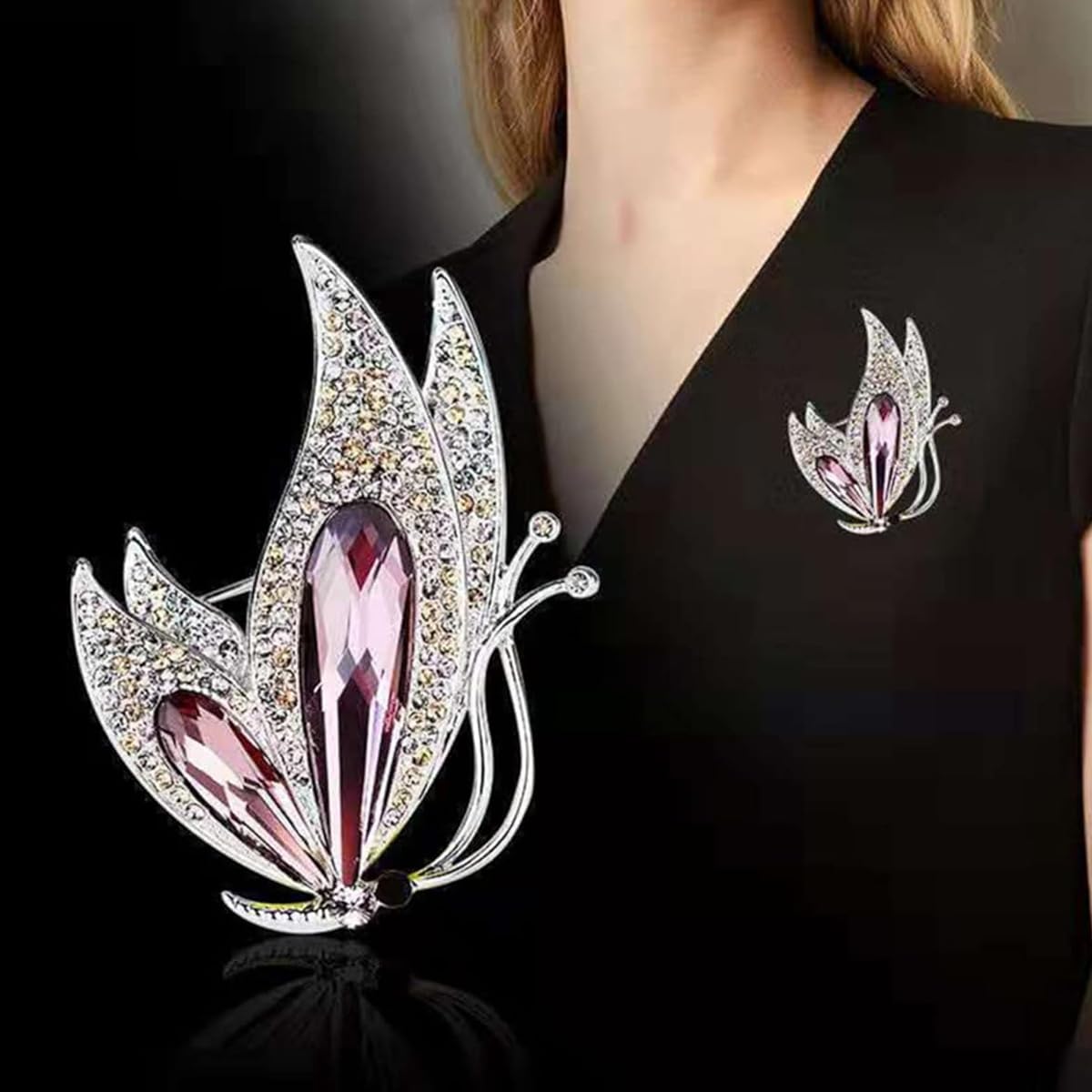 Venzina® Brooch Pin for Women Girls Stylish Rhinestone Fashion Butterfly Brooch for Women Dress Blazer Alloy Saree Brooch Pin for Women Dresses, Suit, Scarves and Sweater