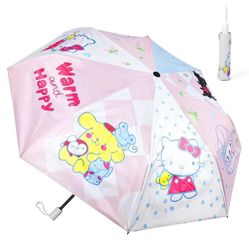 PATPAT Kawaii Umbrella for Girls with 8 Fiber Ribs featuring Sanrio Print | UV and Rain Protection