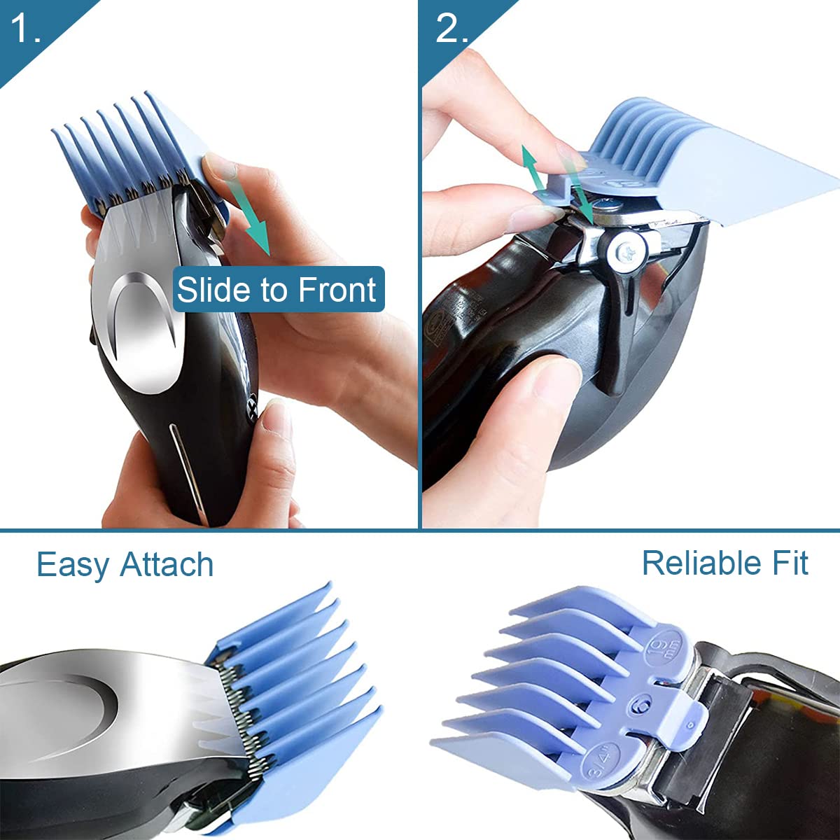 HASTHIP® 8Pcs Professional Hair Clipper Limit Combs Trimmer Guards Set Cutting Guides Fit for Most Electric Clippers with Organizer Case