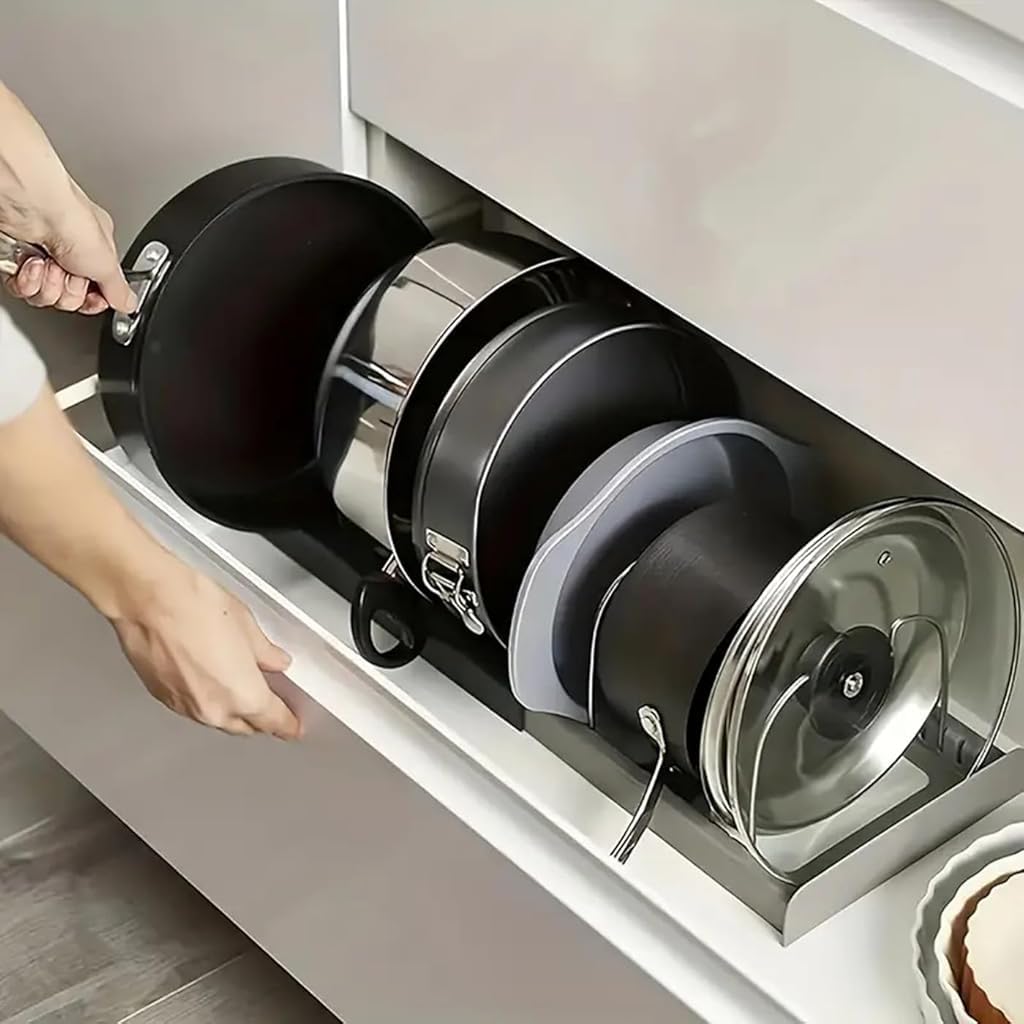 HASTHIP Pot Lid Holder for Kitchen Organization with 7 Slot Steel Wire Racks | Countertop Organizer