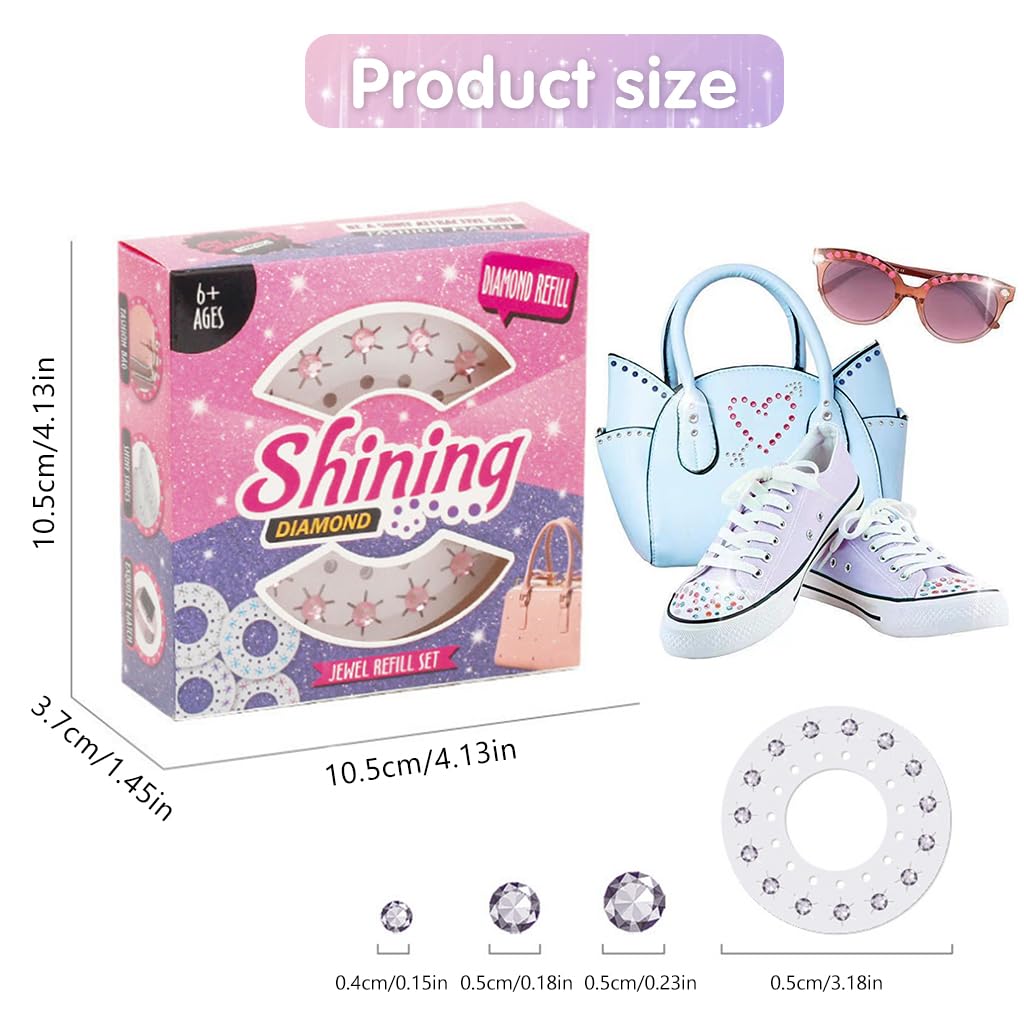 MAYCREATE Hair Gem Refills for Gem Stapler 12pcs Gem Patches with 4 Colors 180 Hair Gems with 3 Sizes Versatile Hair Gem Refills for Gem Stapler Stylish Hair Dressing Gem for Girls