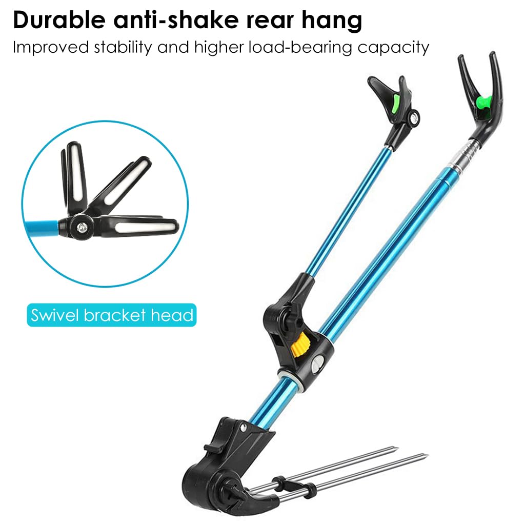 Proberos Fishing Rod Holder 1.7m Retractable Aluminum Stand with Ground Nail Bank Set | Lake Use 2PCS