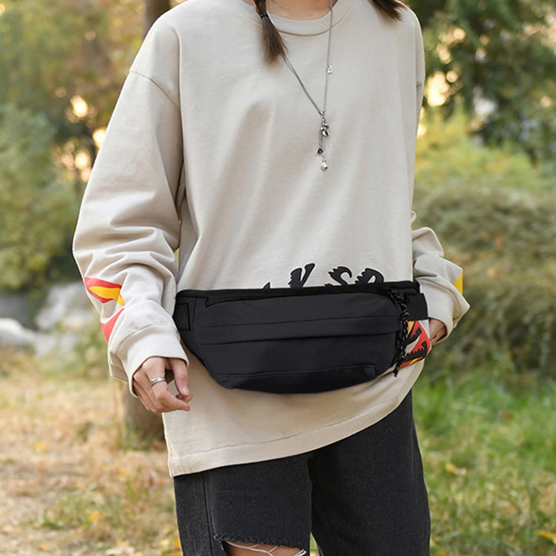 PALAY Waist Bag for Travel and Hiking with 39x8x14 cm Large Capacity | Water Repellent Black Pack