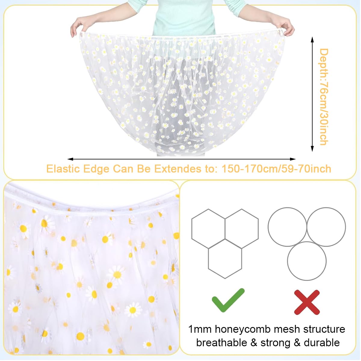 SNOWIE SOFT Mosquito Net for Stroller with Elastic Hem and 1.5m Diameter Fine Mesh | Breathable Baby Insect Protection