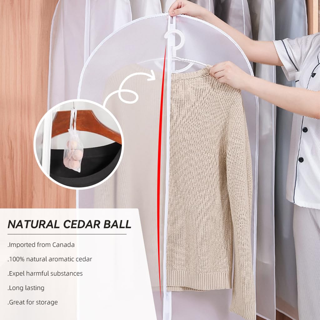 HASTHIP Garment Bags for Closet Storage with Full Zipper & Hanger Hole | 5 Pack 55 in Clear PEVA Clothes Covers