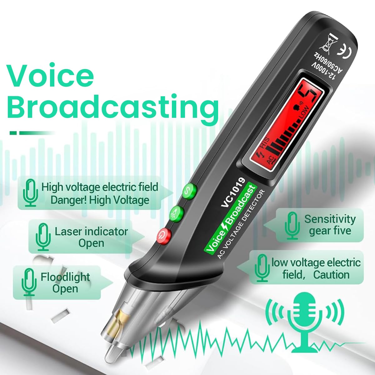 Serplex Voltage Multimeter for Electrical Testing with LCD Display and Red Laser Locator AC 12V-1000V