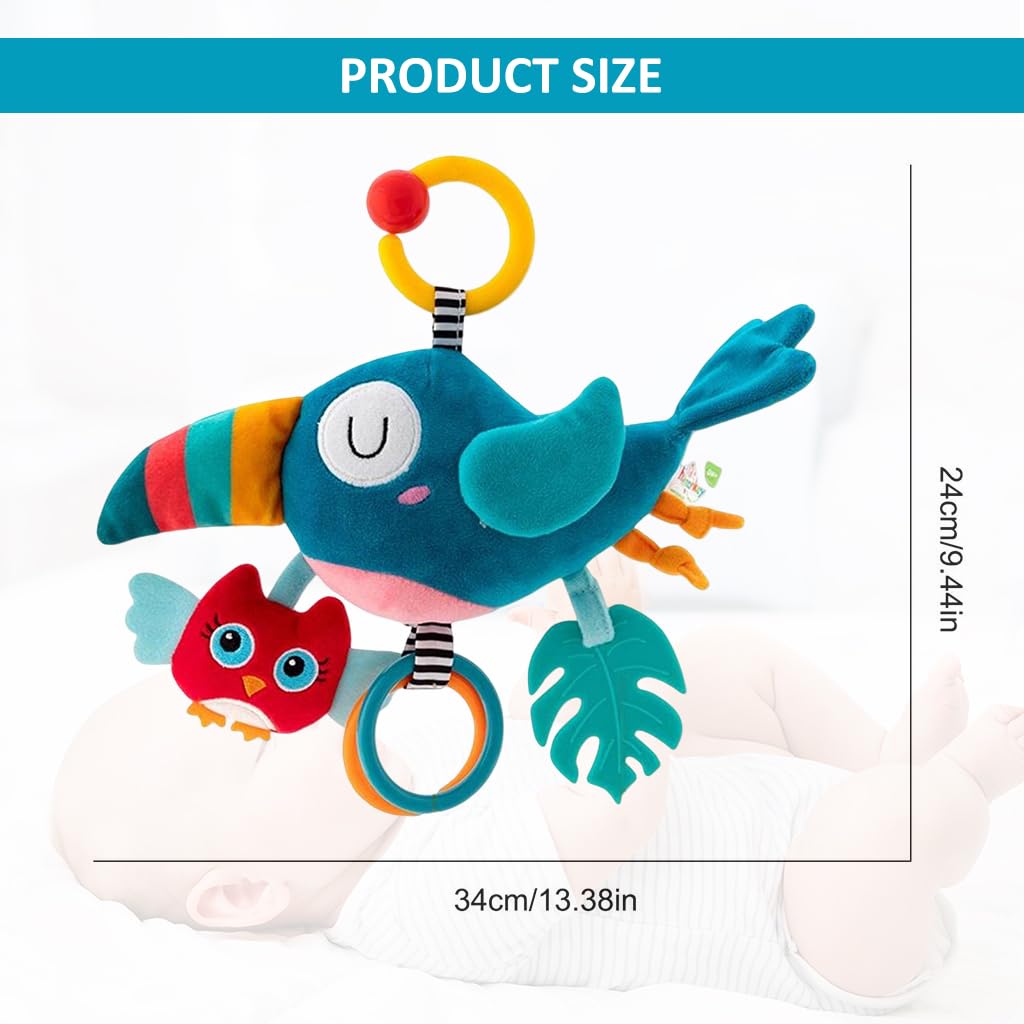 PATPAT® Cute Cradle Hanging Toy for Baby Stroller Hanging Toy Sensory Toy Crib Hanging Toy Soft Stuff Toy Woodpecker Toy Teether Toy Rattle Toy for Toddlers Shower Gift for Baby (Blue)