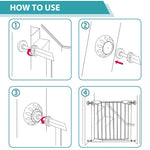 SNOWIE SOFT® 4 Pack Baby Gate Extender Extension, Baby and Pet Safety Stair Gate Threaded Spindle Rods Replacement Parts Bundle with Wall Protector for Pressure Mounted Baby Gate